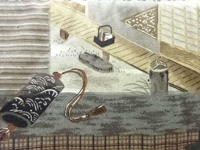 JAPANESE KIMONO / ANTIQUE MENS JUBAN / INRO PATTERN